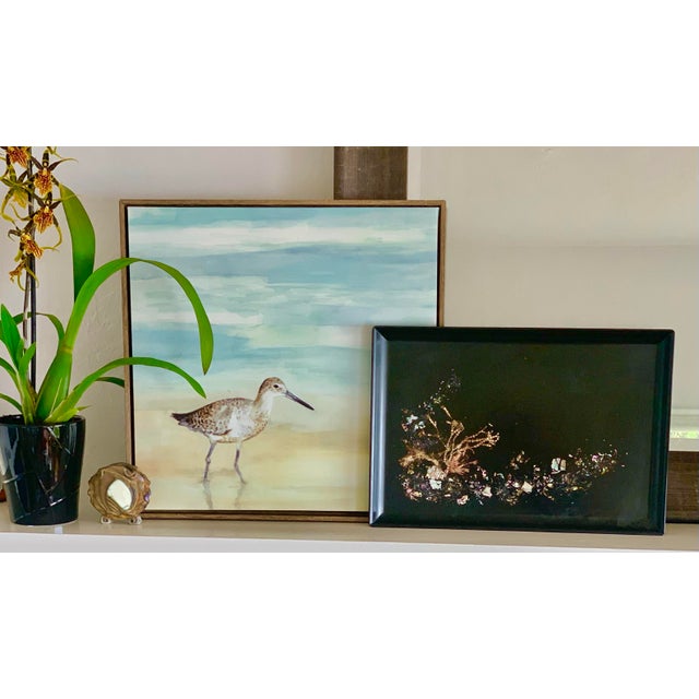 1960’s Classic Vintage Mid-Century Couroc of Monterey, California Serving, Bar Tray With Charming Coral Reef. Depicts the...