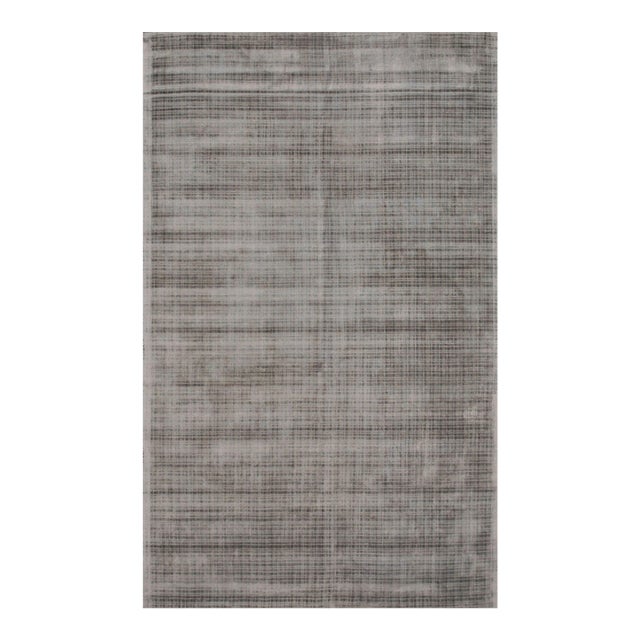 10x14 Sloane Maya Silver Solid Geometric Handmade Room Size Viscose Carpet Rug For Sale