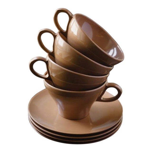 Brown Melamine Cups and Saucers Set of 4 Chairish