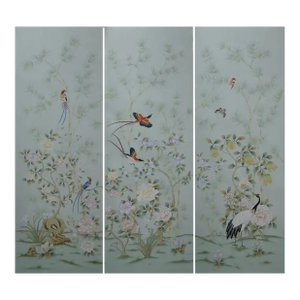 Chinoiserie Floral Mural Hand Painted Wallpaper - 3 Panels