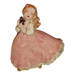 Vintage 1950s Holland Mold Figurine Woman in Flowing Pink Gown Dancing