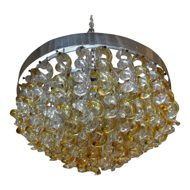 1960's Murano Glass Chandelier by Mazzega For Sale