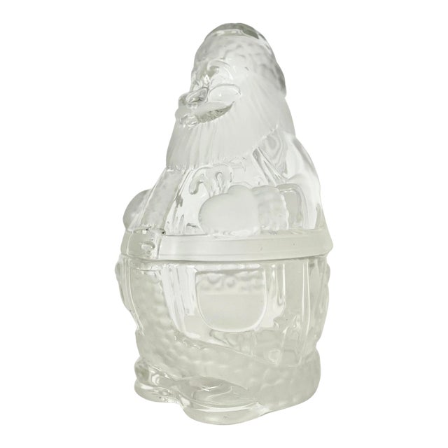 Vintage Modern Santa Stasher Jar in Clear Crystal Glass For Sale