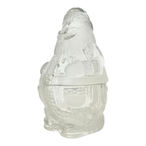 Vintage Modern Santa Stasher Jar in Clear Crystal Glass