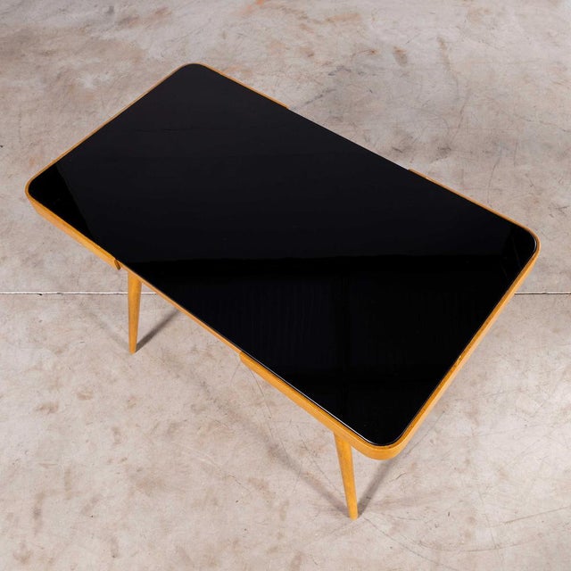 Black Czech Side Occasional Table in Black Opaxit Glass by Jiri Jiroutek 1950s For Sale - Image 8 of 10