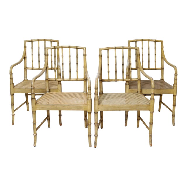 Late 20th Century Organic Bamboo McGuire Armchairs - Set of 4 For Sale