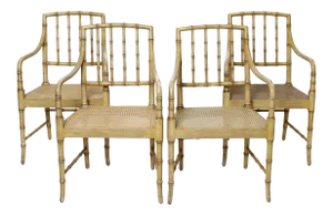 Late 20th Century Organic Bamboo McGuire Armchairs - Set of 4