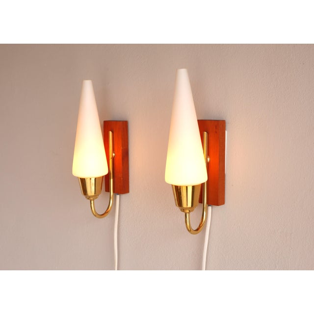 Mid-Century Scandinavian Modern Wall Lamps with Teak Panels attributed to Örsjö, Set of 2 For Sale - Image 13 of 13