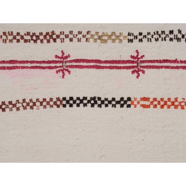 1970s Vintage Handmade Wool Cotton White Small Kilim Rug For Sale In San Francisco - Image 6 of 11