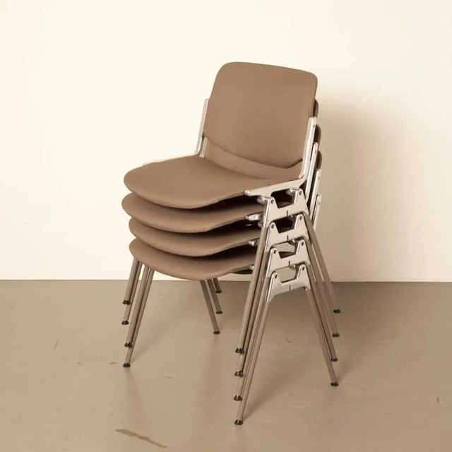 Taupe Motivated Seller: 1970s Mid Century Modern, Giancarlo Piretti for Castelli Taupe Dining Chairs - Set of 4 For Sale - Image 8 of 12