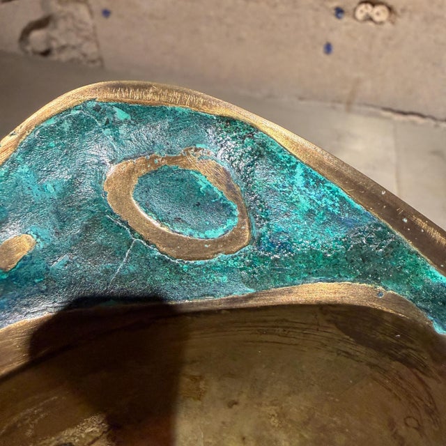 Pepe Mendoza Ashtray Dish Catch All Tray Bowl Malachite Brass For Sale - Image 9 of 11