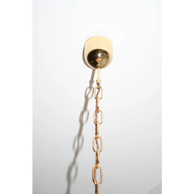 Metal Vintage Glass & Brass Chandelier, 1960s For Sale - Image 7 of 8