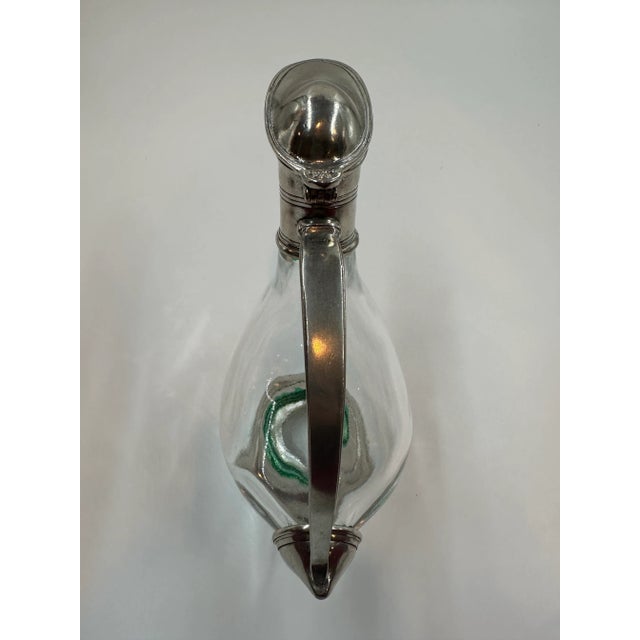 1940s Italian Art Deco Duck Decanter Pitcher in Crystal and Pewter For Sale - Image 10 of 12