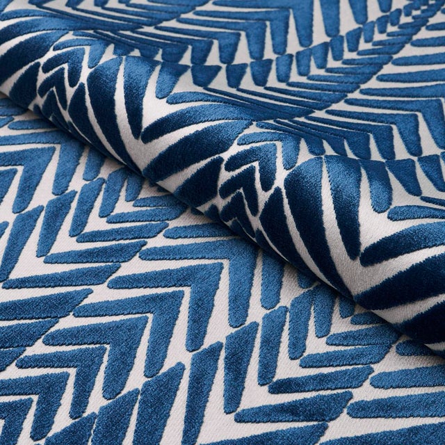 SAMPLE - Schumacher x Neisha Crosland Zebra Velvet Fabric In Silver Blue For Sale