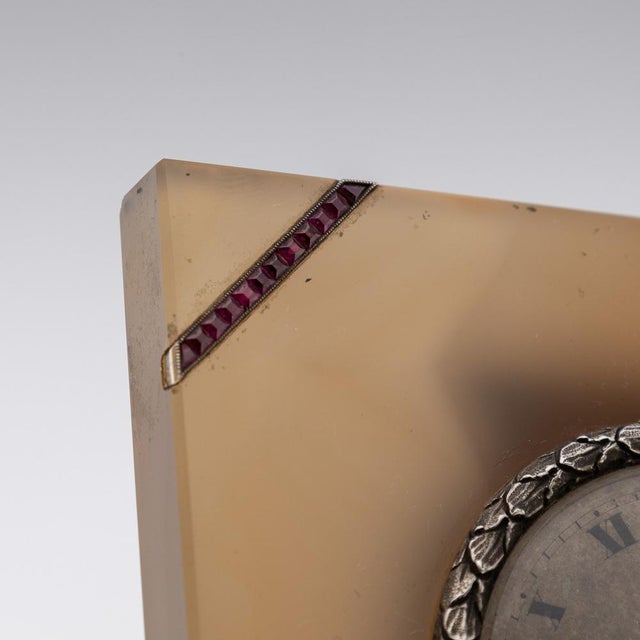 20th Century Silver & Agate Clock from Callow of Mount Street, London, 1910 For Sale - Image 16 of 18