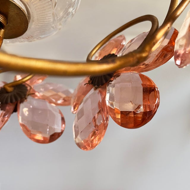 Italian Art Nouveau Chandeliers in Pink Murano Glass and Brass, Early 1900s, 1890s, Set of 2 For Sale - Image 14 of 18