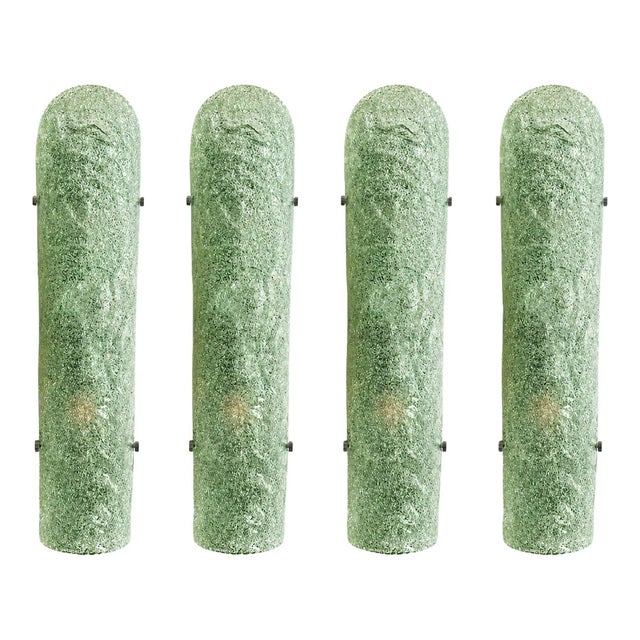 Hammered Green Graniglia Murano Glass Wall Sconces by Simoeng, Set of 4 For Sale - Image 4 of 4