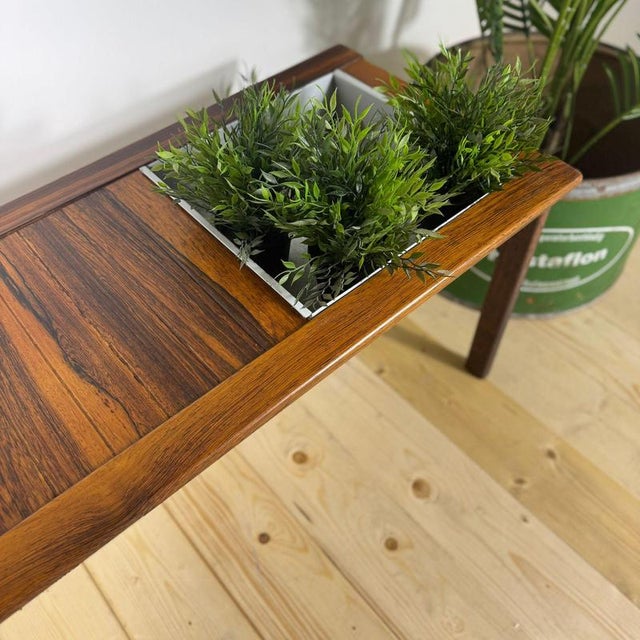 Mid-Century Rosewood Bench with Plant Stand – Scandinavian Design H. 43 cm L. 140 cm D. 45 cm