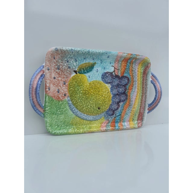 Vintage Ceramic Abstract Fruit Still Life Tray, Italy For Sale - Image 4 of 9