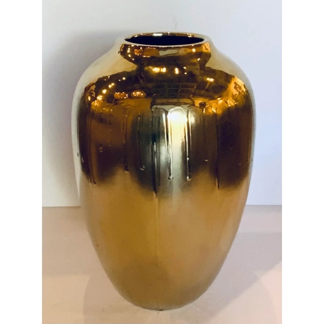 2020s Large Modern Gold Drip Glazed Vase For Sale - Image 5 of 5