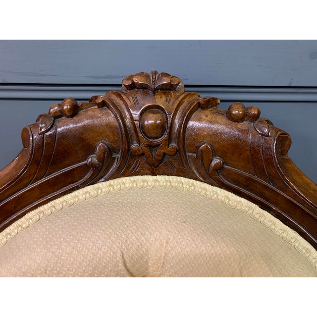 Victorian Walnut Upholstered Salon Chair, 1870 For Sale - Image 4 of 14