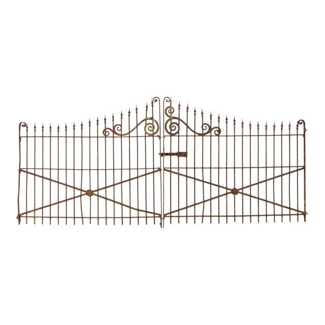 19th Century Stewart Iron Works Wrought Iron Double Entry Gates For Sale