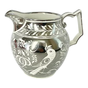 Antique English Silver Resist Lustre Jug Pitcher