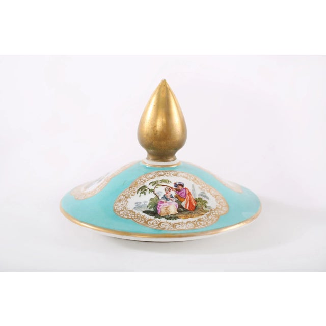 Gold 19th Century Hollywood Regency Gilt Porcelain Covered Urns - a Pair For Sale - Image 8 of 13