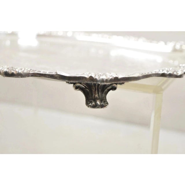 Silver Vintage Epca Old English by Poole 5032 Silver Plated Ornate Serving Platter Tray For Sale - Image 8 of 12