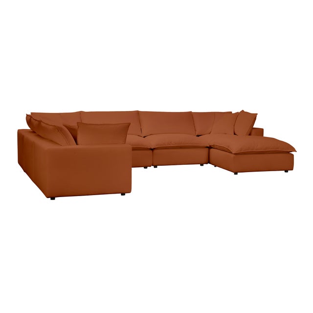 Boho Chic Cali Rust 7-Piece Performance Fabric Modular Large Chaise Sectional For Sale - Image 3 of 7