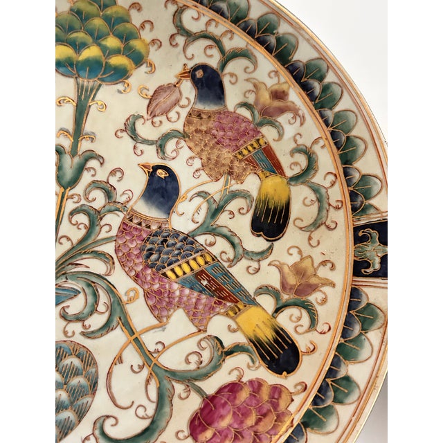 Vintage Chinoiserie Bird Decorative Plates – Hand Painted Botanical Wall Plates, Pair For Sale In Louisville - Image 6 of 12