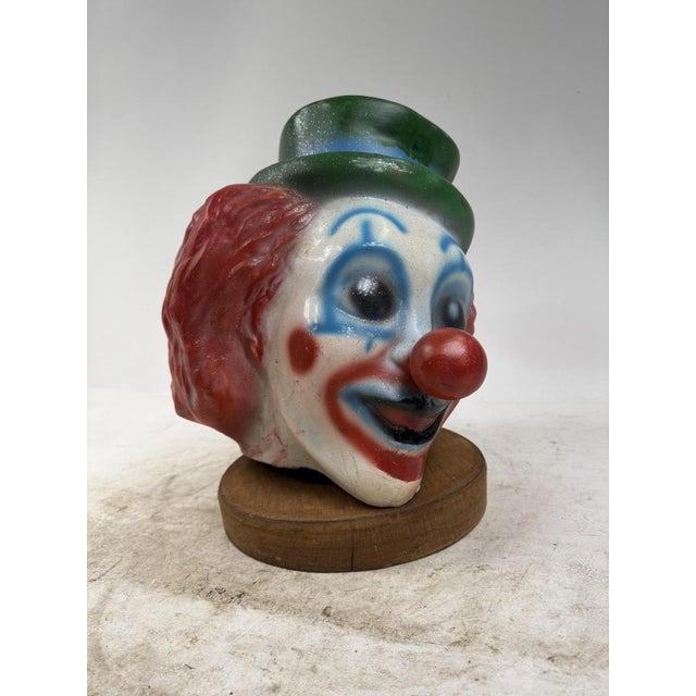 Fiberglass Clown Head Sculpture with Wooden Base, 1960s For Sale - Image 13 of 14