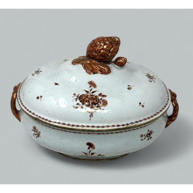 Chinese Antique Chinese Qing Dynasty Canton Porcelain Famille Rose Qianlong Tureen 18 Ct For Sale - Image 3 of 11