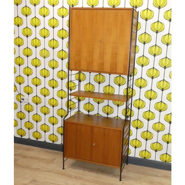 Mid-Century Modern String Ladder Shelf & WHB Shelf with Steel and Wire Cabinet elements For Sale - Image 3 of 15