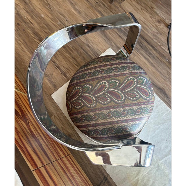 Mid 20th Century Carlos Ojínaga Erill "Cinta" Swivel Armchair, Stainless Steel, Spanish Mid-Century For Sale - Image 5 of 9