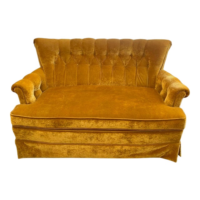 1960s Vintage Mustard Yellow Velvet Loveseat Chairish