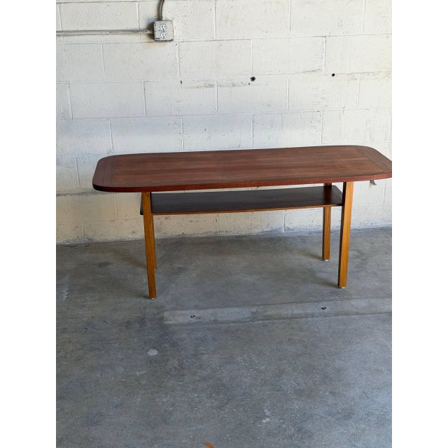 1960s Danish Mid Century Modern Teak Coffee Table With Lower Shelf 1960s For Sale - Image 5 of 9