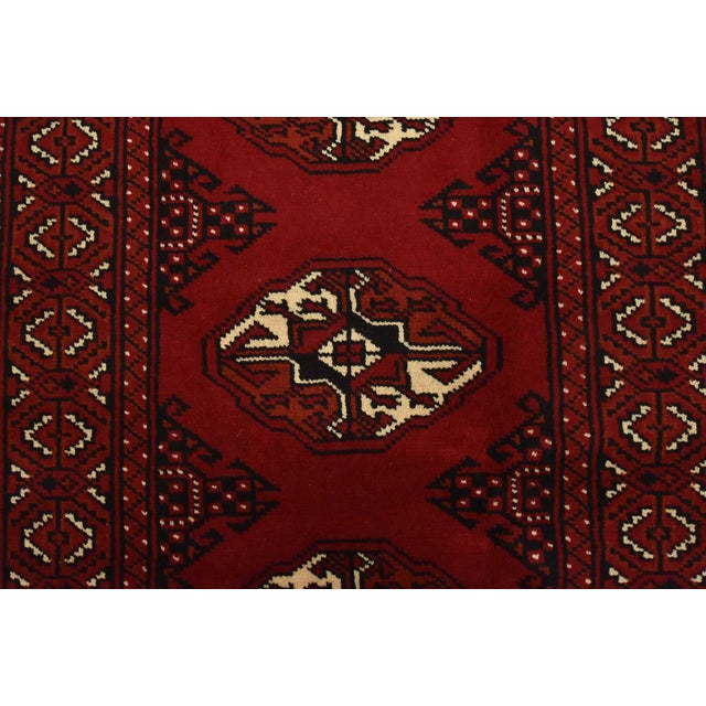 Turkmen Runner 2’6” X 9’7” Red Wool Vintage Tribal Hand-Knotted Oriental Rug For Sale - Image 9 of 13