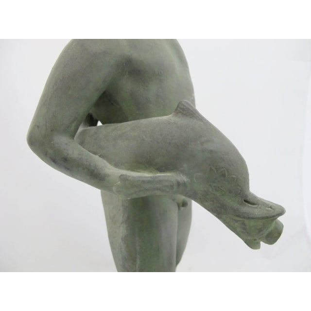1970s Cherub Putto With Dolphin Amr Pompeii Fountain Replica Composite Statue For Sale - Image 5 of 13