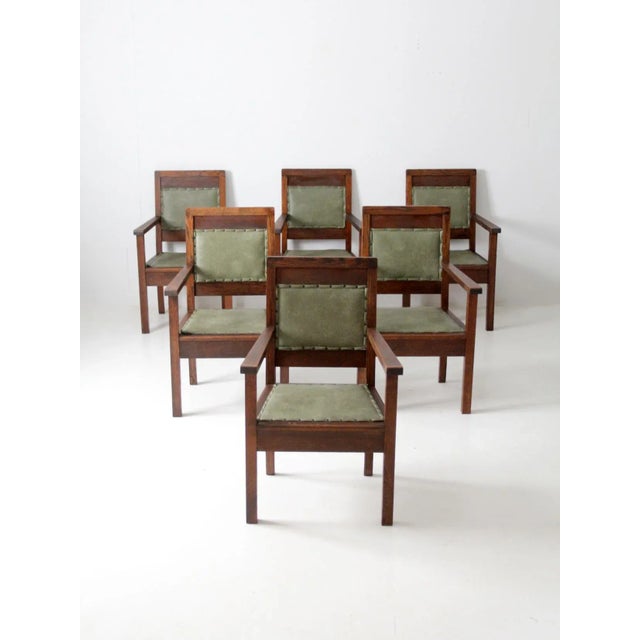 Rustic Antique Masonic Chairs Set 6 For Sale - Image 3 of 13