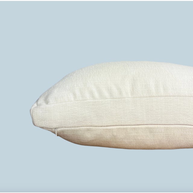 Contemporary Off-White Velvet Box Pillow With Feather Down Insert For Sale - Image 3 of 6