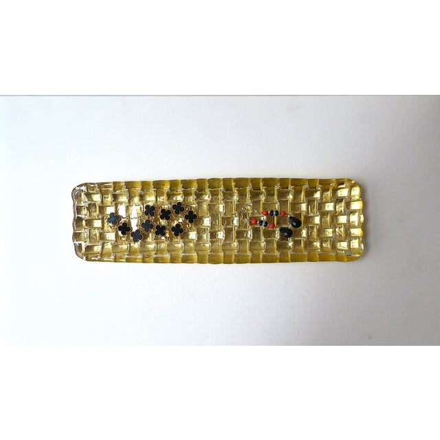 Gold Gold Art Glass Tray For Sale - Image 8 of 10
