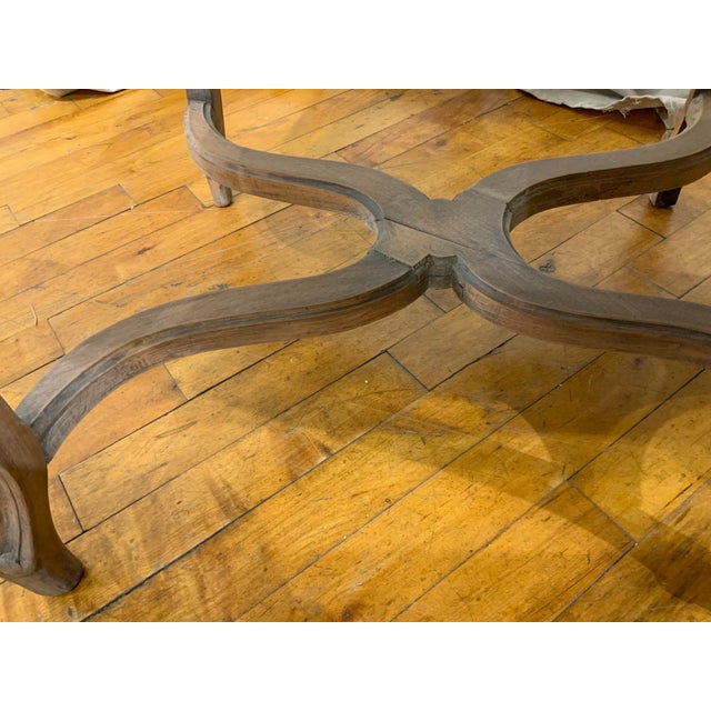 Wood Vintage Louis XV Style Upholstered Window Bench For Sale - Image 7 of 12