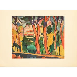 1947 After Maurice De Vlaminck "The Red Trees", First Edition Period Swiss Offset Lithograph