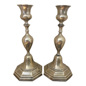 Pair of Silvered Candle Sticks