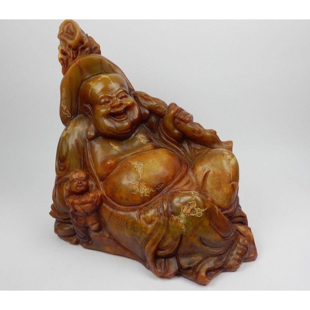 19th Century Chinese Intricately Carved Soapstone Buddha Figurine