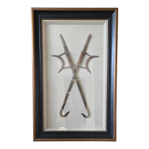 Vintage Chinese Hook Swords Set of 2 Framed
