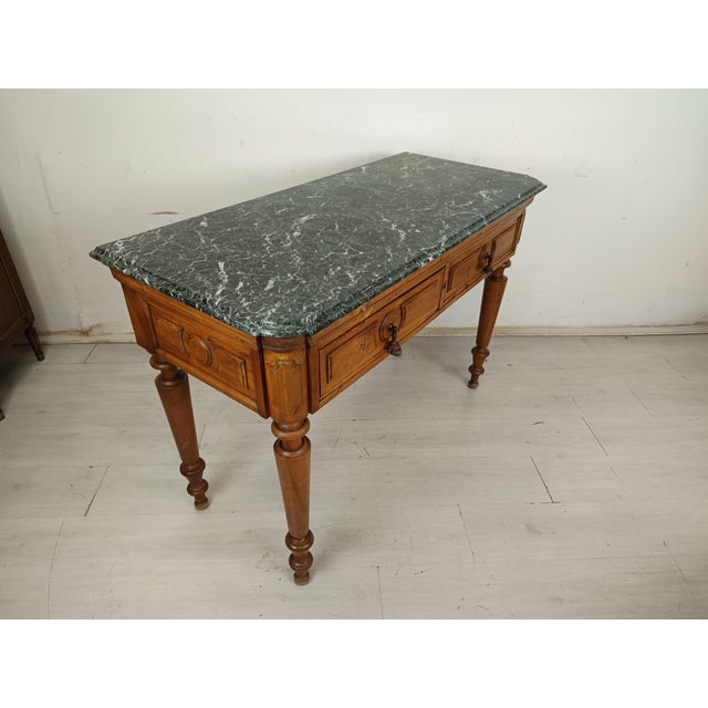 Wood Antique Marble Console Table For Sale - Image 7 of 18