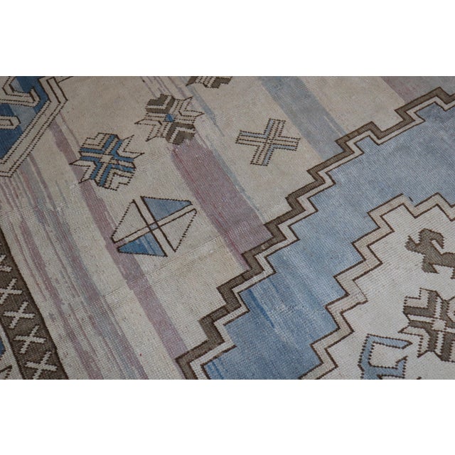 White Vintage Cream Blue Oversize Rug - 13' x 15' For Sale - Image 8 of 9
