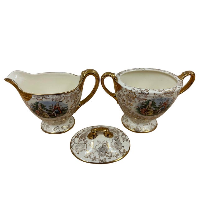 Metal Vintage Homer Laughlin Eggshell Georgian Tea Set, 22-Karat Gold Gilt For Sale - Image 7 of 13